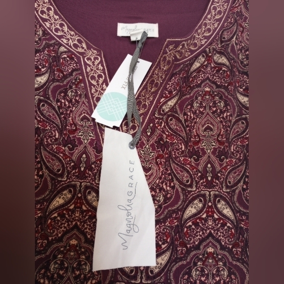 Magnolia Grace Women's Dress Sz S Zuri Embroidered Knit Burgundy Paisley Soft - Picture 6 of 7